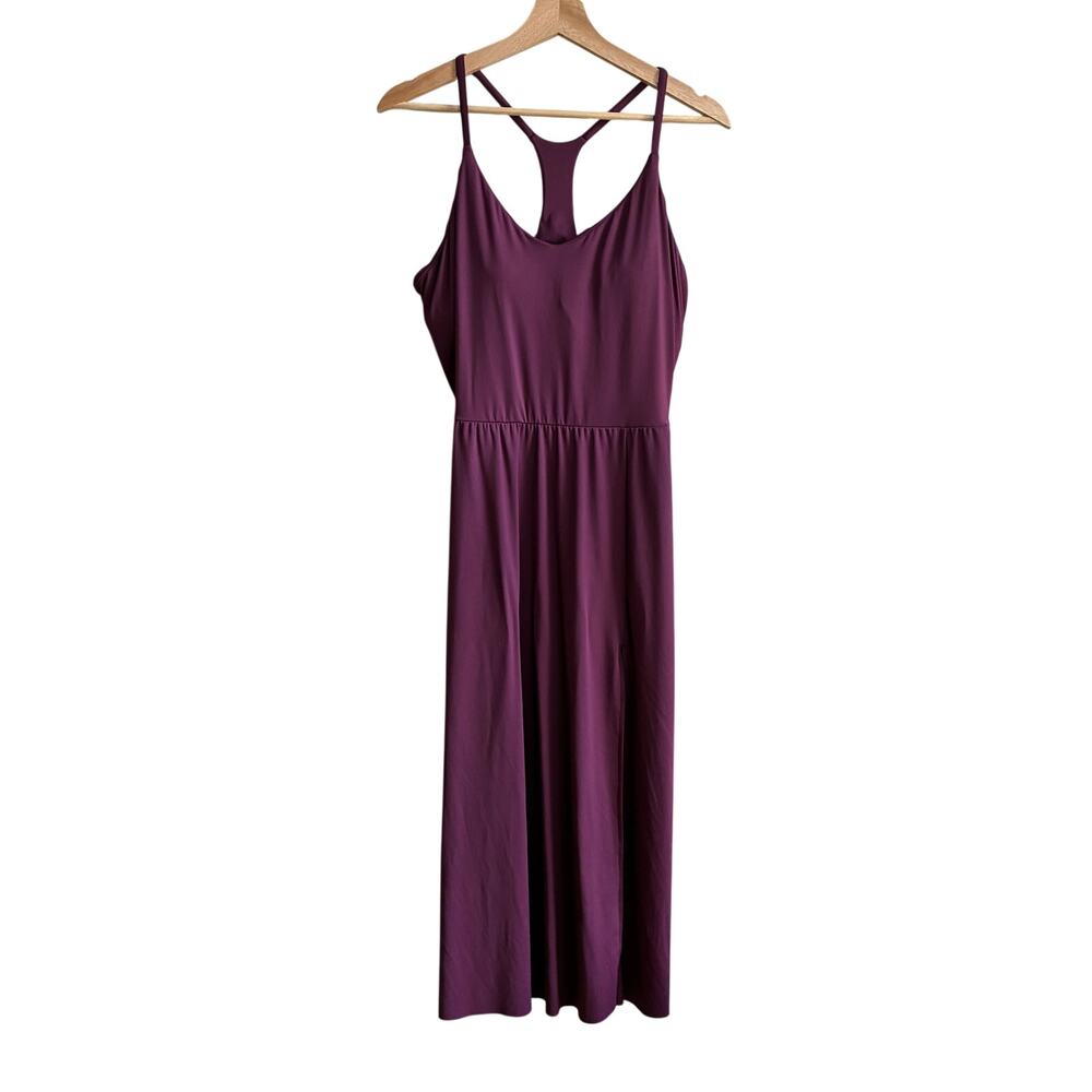 Athleisure purple midi dress pockets halter women's XL nylon padded shelf bra